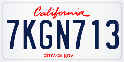 CA license plate 7KGN713