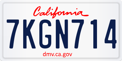 CA license plate 7KGN714
