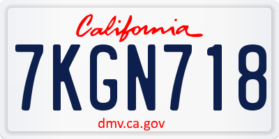 CA license plate 7KGN718