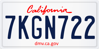 CA license plate 7KGN722