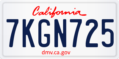 CA license plate 7KGN725
