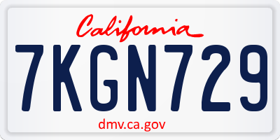 CA license plate 7KGN729