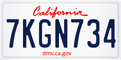 CA license plate 7KGN734