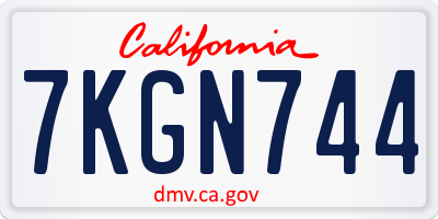 CA license plate 7KGN744