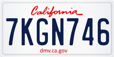 CA license plate 7KGN746