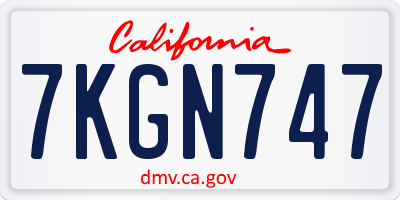 CA license plate 7KGN747