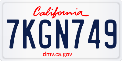 CA license plate 7KGN749