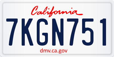 CA license plate 7KGN751