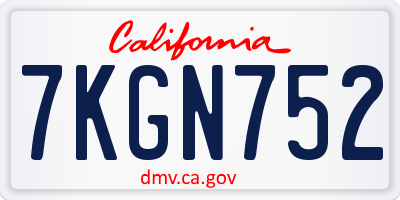CA license plate 7KGN752