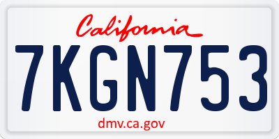 CA license plate 7KGN753