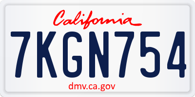 CA license plate 7KGN754