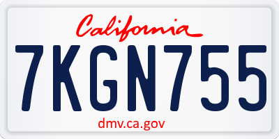 CA license plate 7KGN755