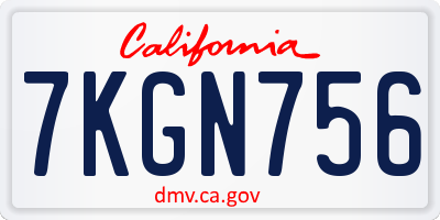 CA license plate 7KGN756