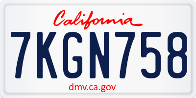 CA license plate 7KGN758