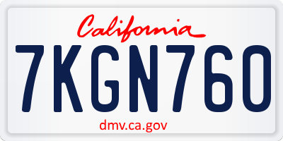 CA license plate 7KGN760