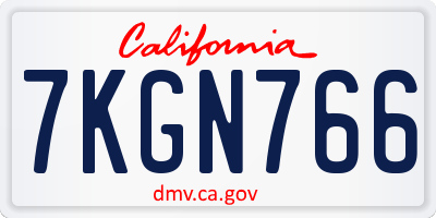 CA license plate 7KGN766