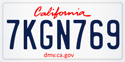CA license plate 7KGN769