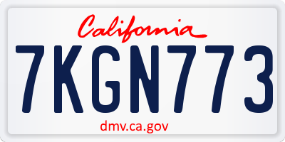 CA license plate 7KGN773