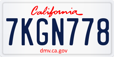 CA license plate 7KGN778