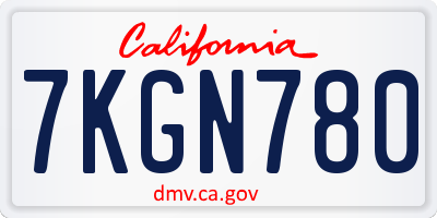 CA license plate 7KGN780