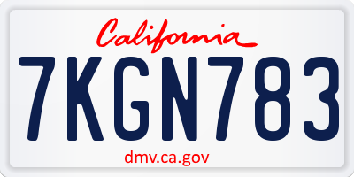 CA license plate 7KGN783