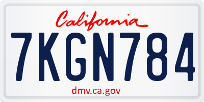 CA license plate 7KGN784