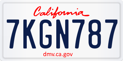 CA license plate 7KGN787