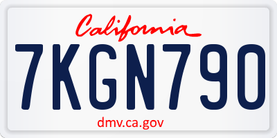 CA license plate 7KGN790