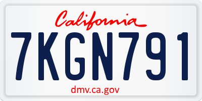 CA license plate 7KGN791
