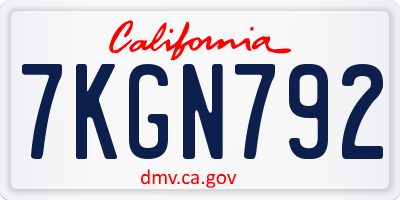 CA license plate 7KGN792