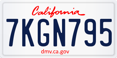 CA license plate 7KGN795