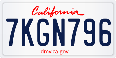 CA license plate 7KGN796
