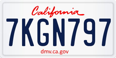 CA license plate 7KGN797