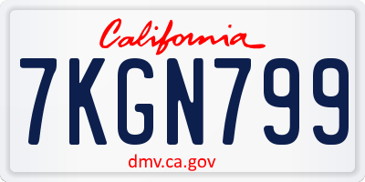 CA license plate 7KGN799