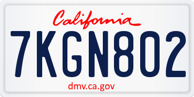 CA license plate 7KGN802