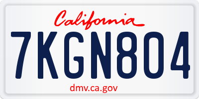 CA license plate 7KGN804