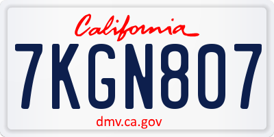 CA license plate 7KGN807