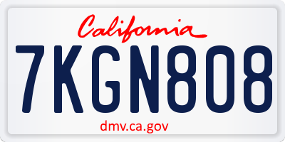 CA license plate 7KGN808