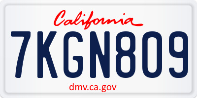 CA license plate 7KGN809