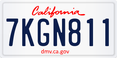 CA license plate 7KGN811