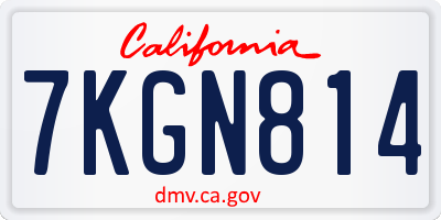 CA license plate 7KGN814