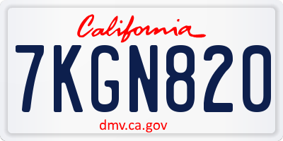 CA license plate 7KGN820