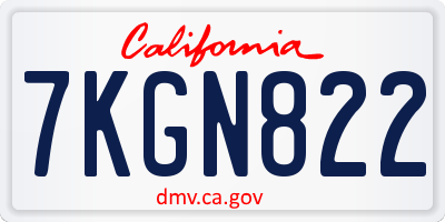 CA license plate 7KGN822
