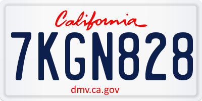 CA license plate 7KGN828