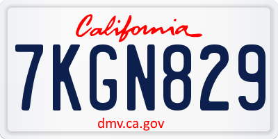 CA license plate 7KGN829