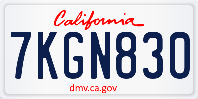 CA license plate 7KGN830