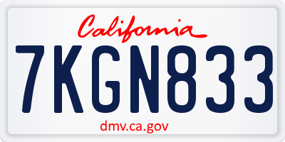 CA license plate 7KGN833