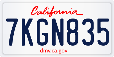CA license plate 7KGN835