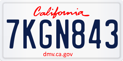 CA license plate 7KGN843