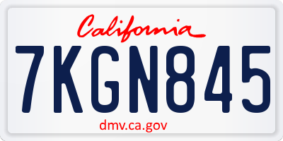 CA license plate 7KGN845